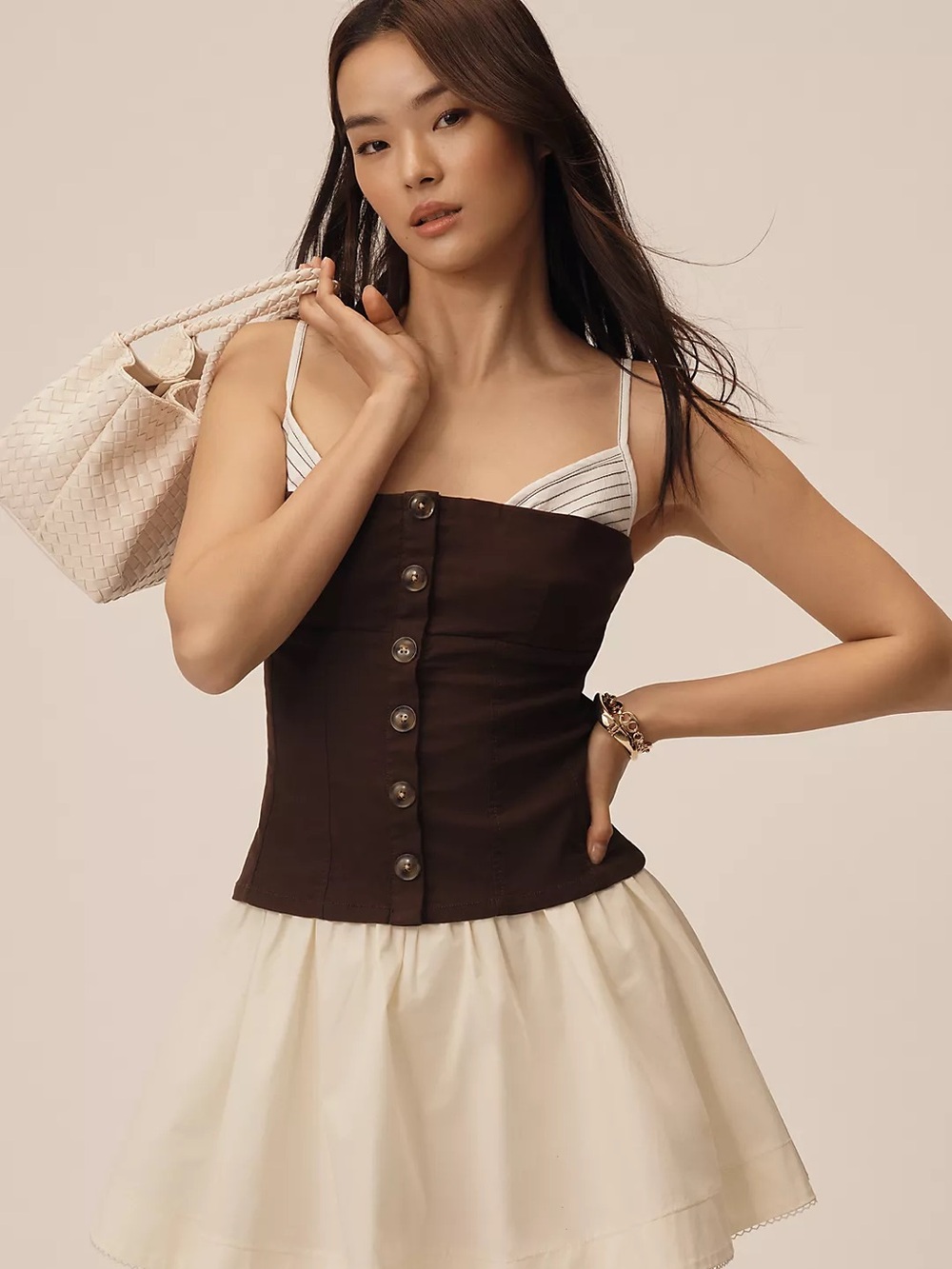 NWT By Anthropologie Trapunto Peekaboo Top